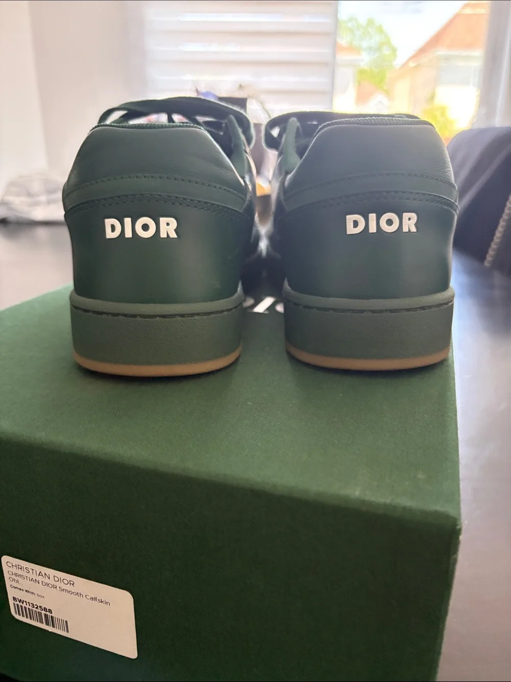 Dior Dark Green Low-Top Calf Galaxy Sneakers Green/Beige - Picture 5 of 7